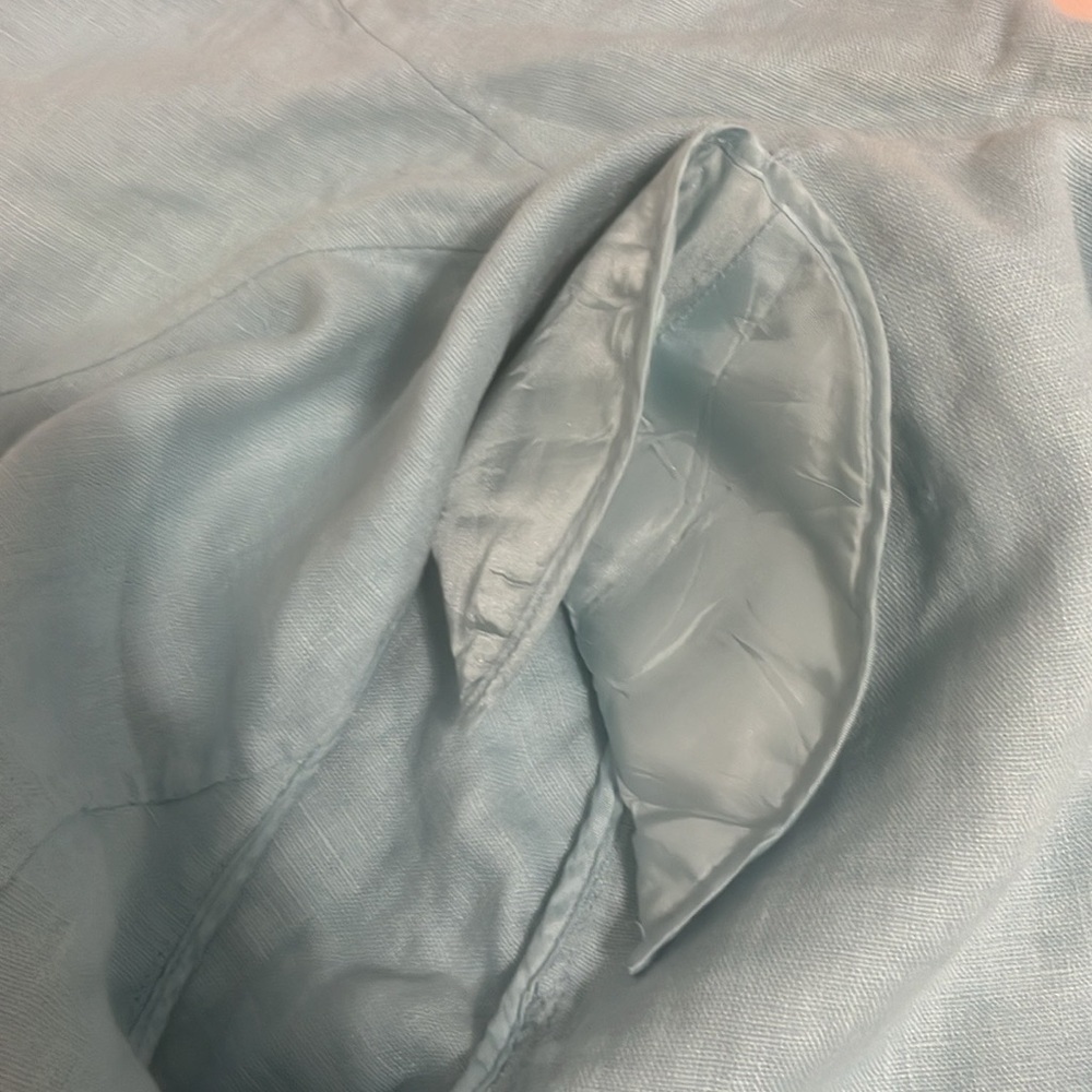 Ellen Tracy Light Blue Linen Blend Top Size 16 - Picture 7 of 12